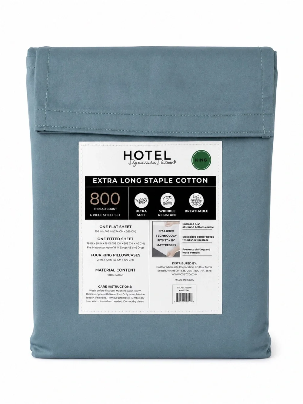 Hotel Signature King 800 TC Extra Long Staple Cotton Sateen Sheet Set NWT